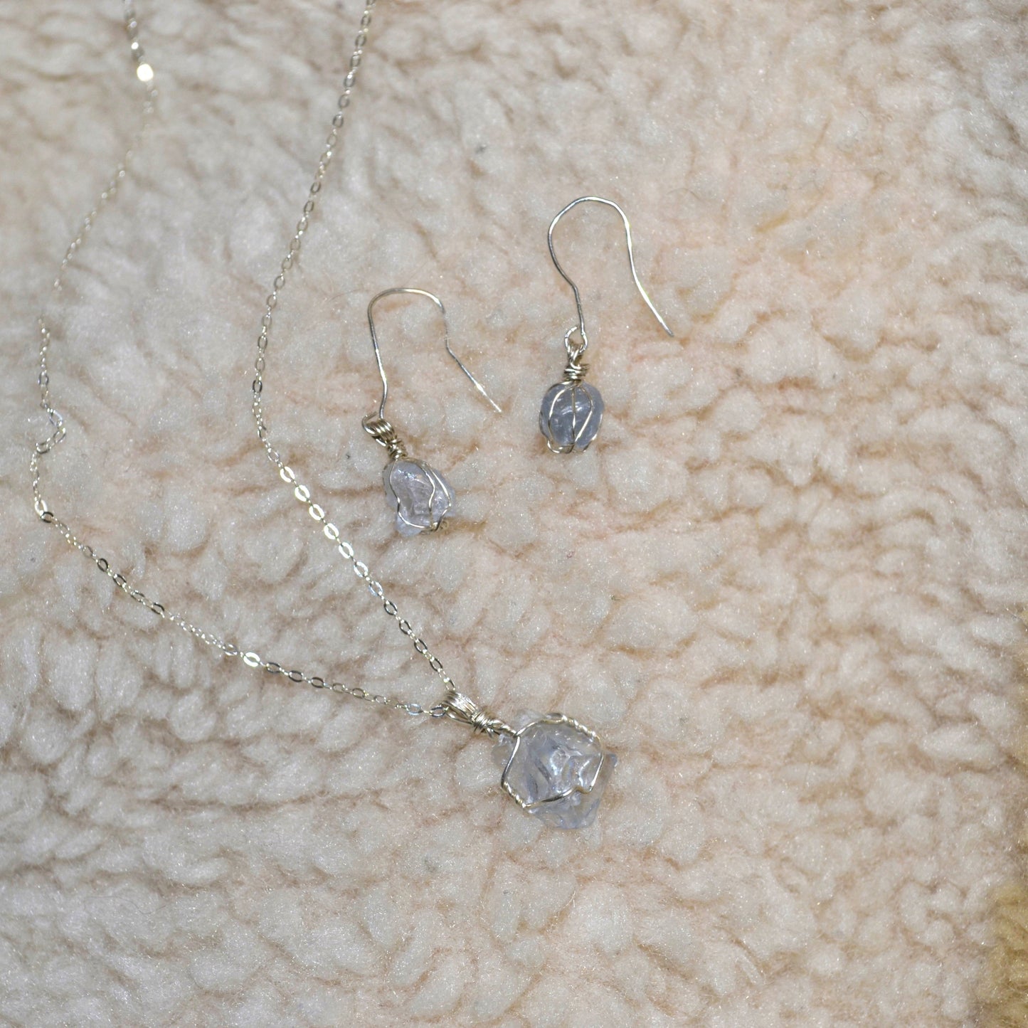 handmade blue crystal necklace