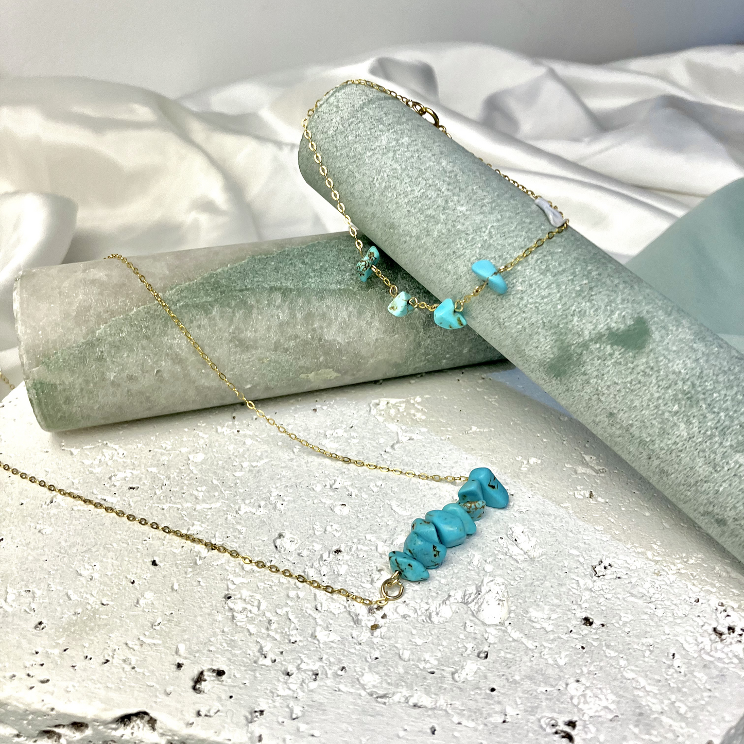 blue crystal necklace gift blue Howlite 14K gold necklace