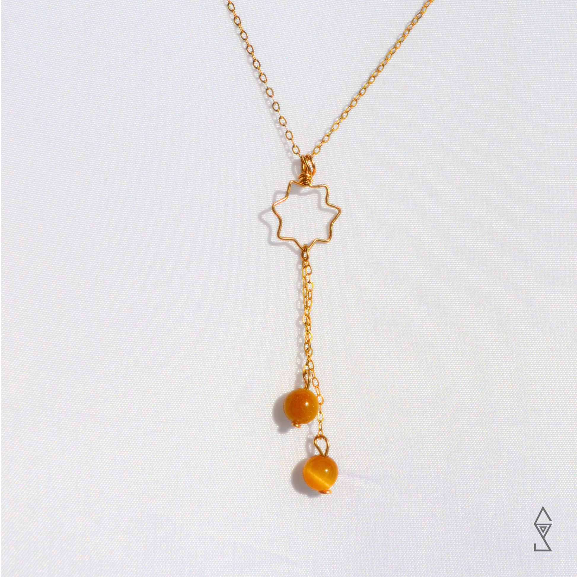 Healing crystal jewelry sun charm dainty tigers eye necklace in 14K gold crystal jewelry