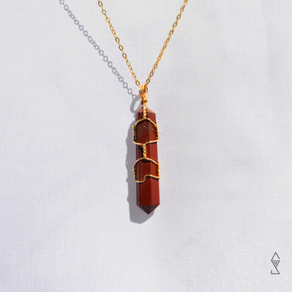 Red jasper 14 K gold necklace pendant handmade jewelry from Australian Crystal Store