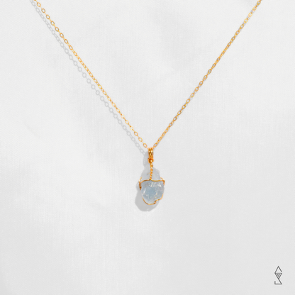 Blue Calcite crystal necklace in 14K gold from Australian Crystal Store Sticks and Stones