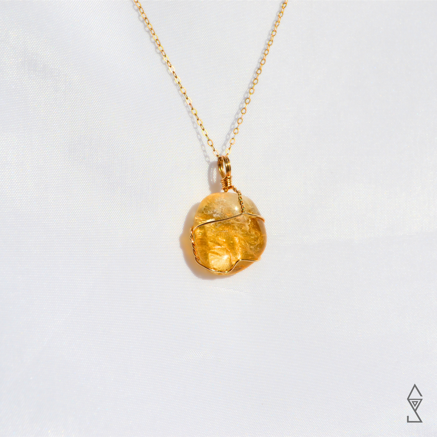 citrine crystal necklace in 14K gold jewelry from Australian crystal Store Sticks and Stones 