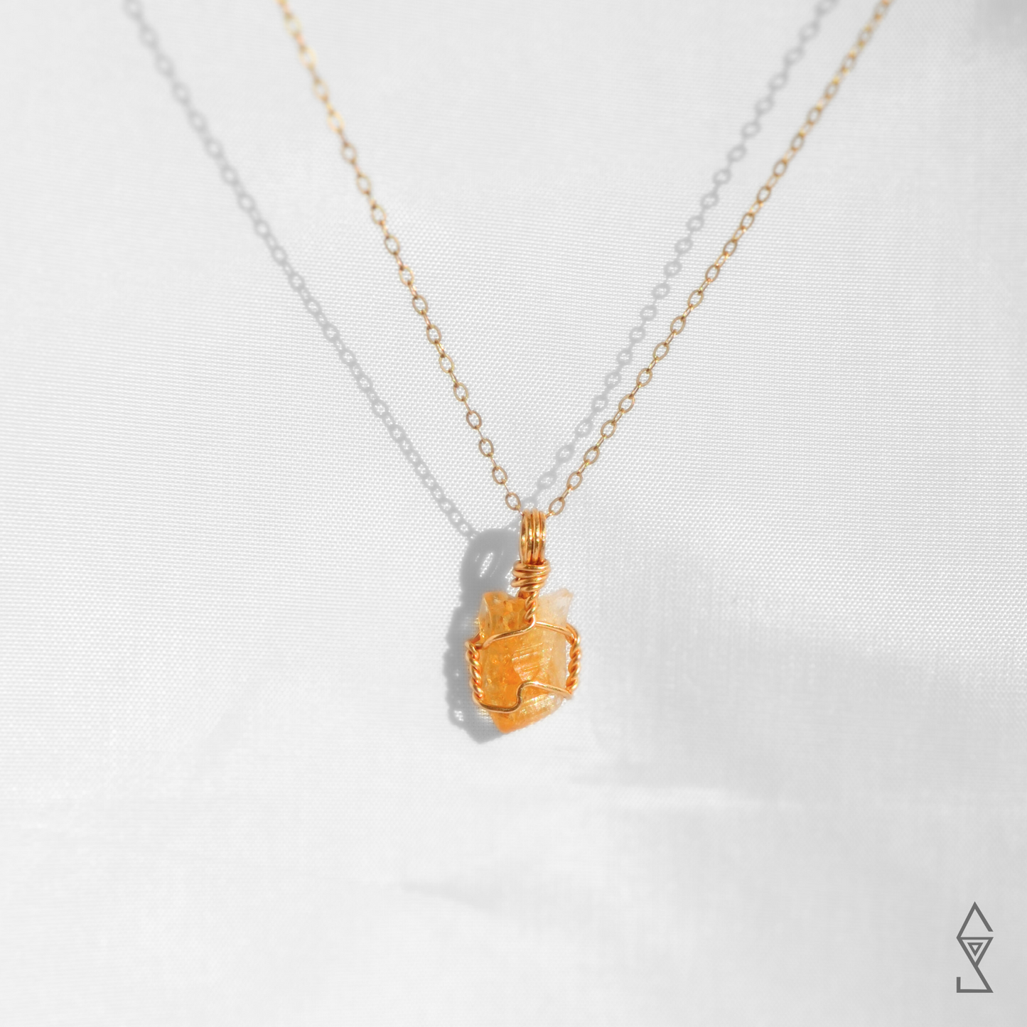 citrine crystal necklace for manifesting joy and success by wellness brand sticks and stones