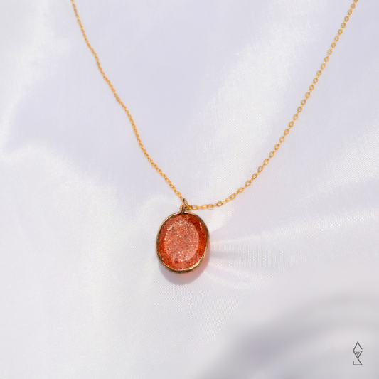 Sunstone faceted gemstone necklace handmade in boutique crystal store Australia