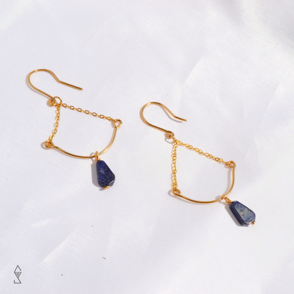 lapis lazuli crystal earrings goddess style gold crystal jewelry australia