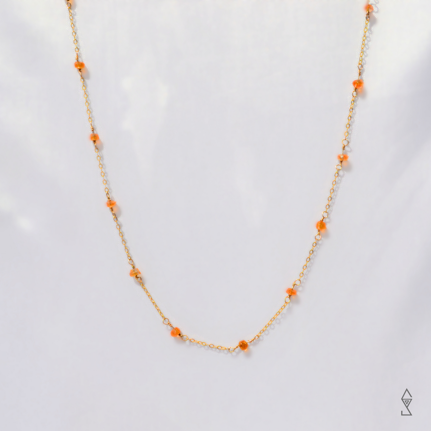 carnelian crystal necklace daisychain style beaded carnelian gold chain