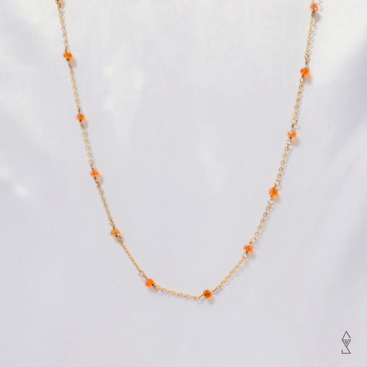 carnelian crystal necklace daisychain style beaded carnelian gold chain