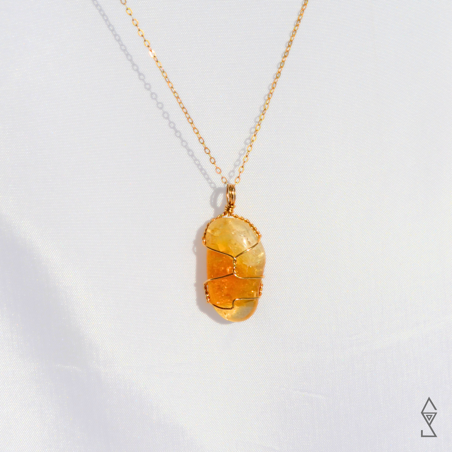 Golden citrine crystal necklace for manifesting abundance and success