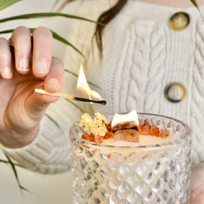 handmade crystal motivational candle for positive energy