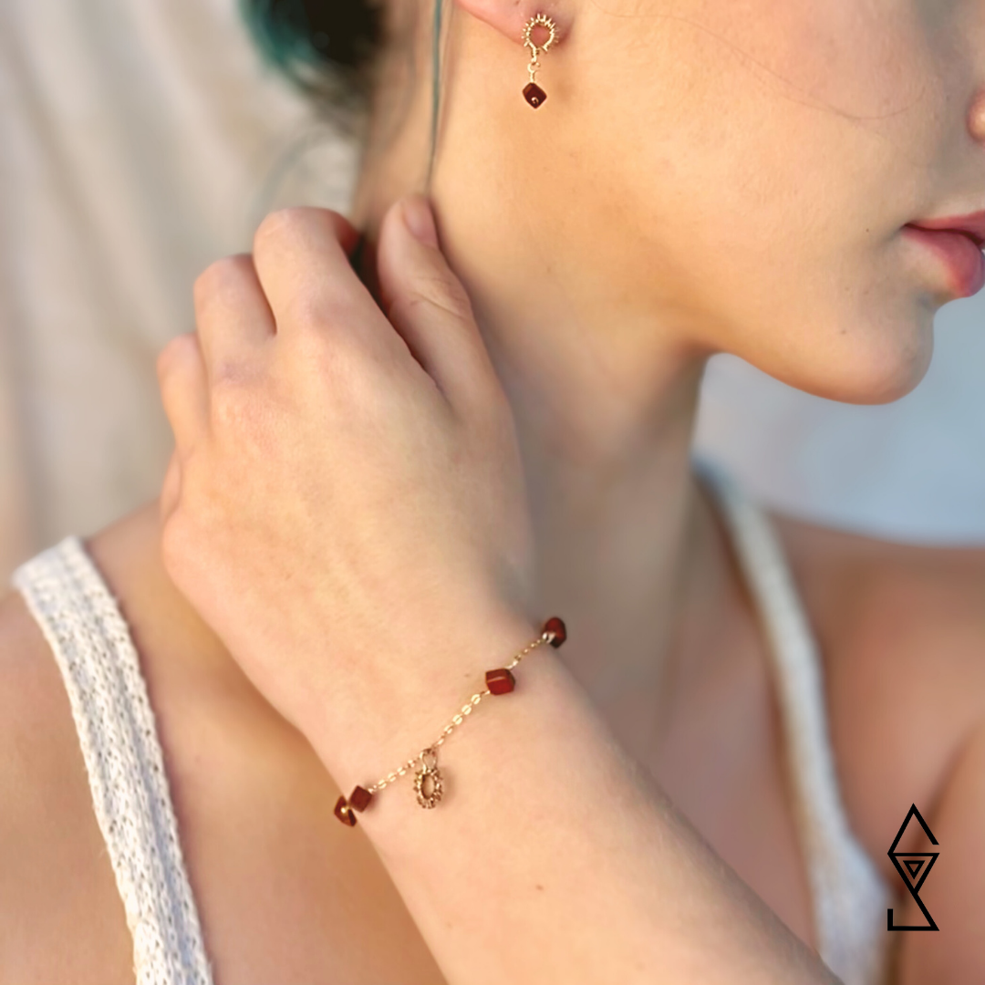 Red Jasper crystal jewelry bracelet and earrings handmade in sticks and stone crystal mindfulness studio Melbourne