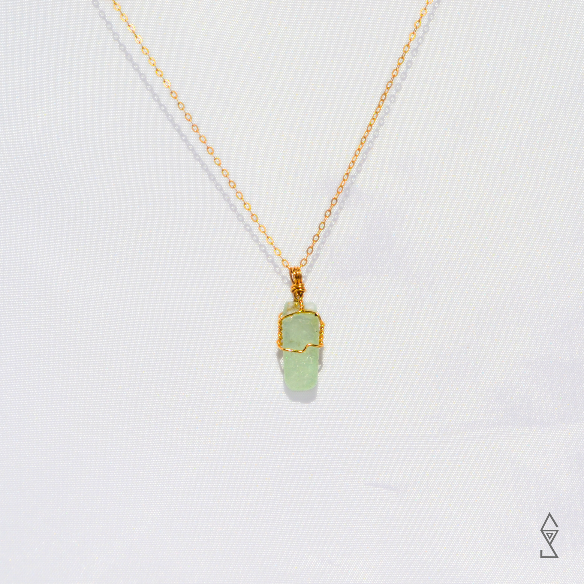 Aquamarine crystal necklace natural polished aquamarine gemstone 14K gold crystal jewelry Australia