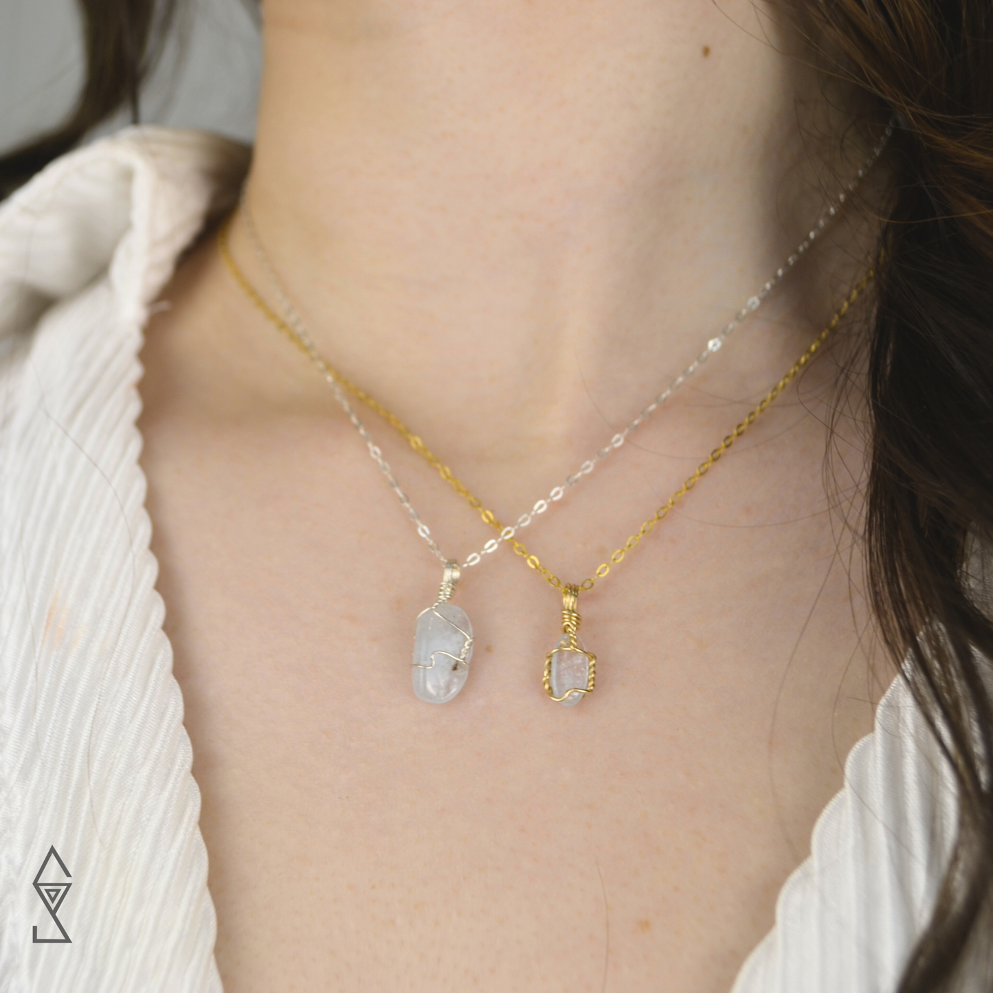 Handmade aquamarine elegant crystal necklace in14K gold and Sterling Silver shop Australia