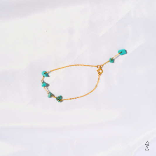 Blue Howlite Crystal Bracelet in 14k gold and sterling sliver. Shop Blue howlite crystal jewelry Australia