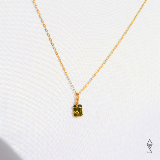 peridot gemstone necklace in 14k gold handmade crystal jewelry