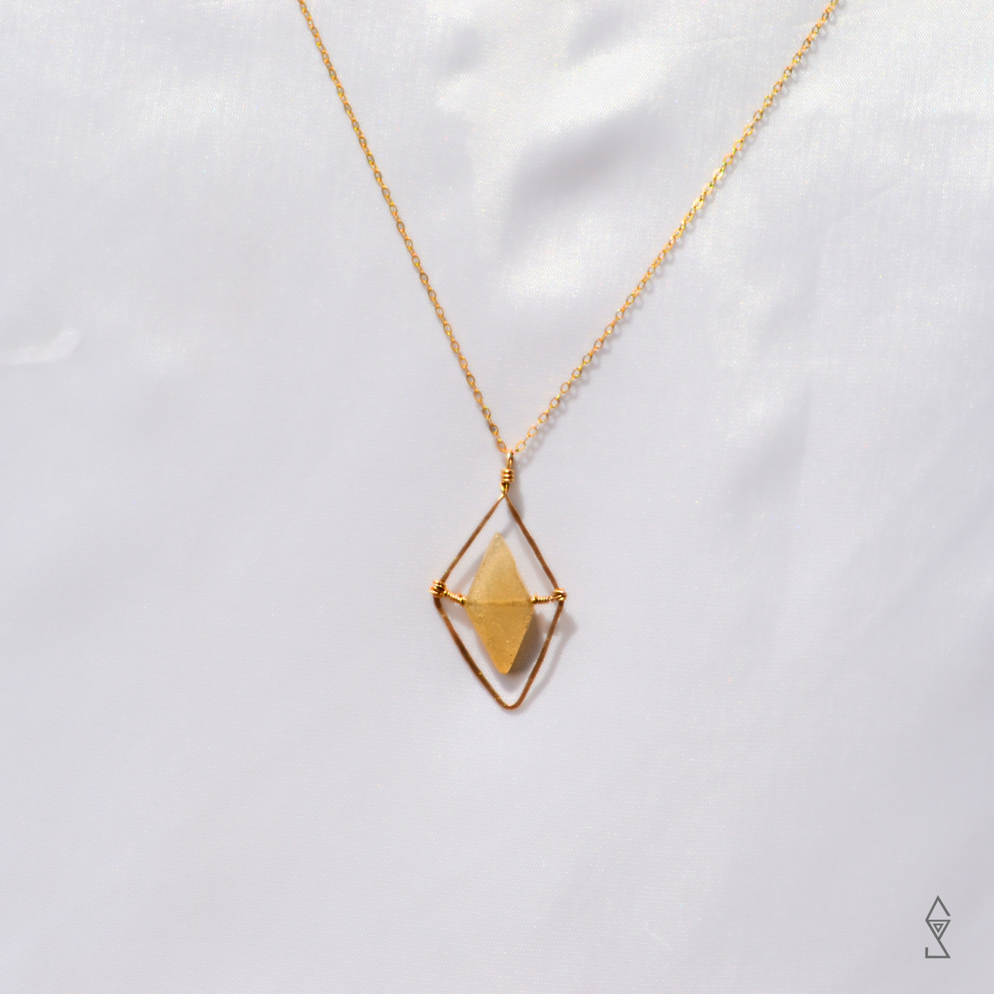 Yellow Aventurine Crystal Pendant necklace geometric crystal jewelry Australia