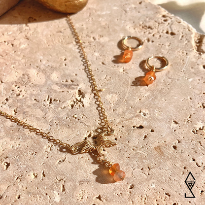 Carnelian crystal necklace 14k gold with carnelian beads handmade crystal gifts australia