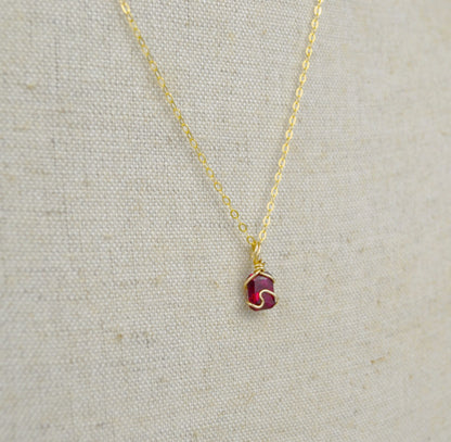 'Mini' Red Garnet pendant Necklace : Sweet & Spooky Collection