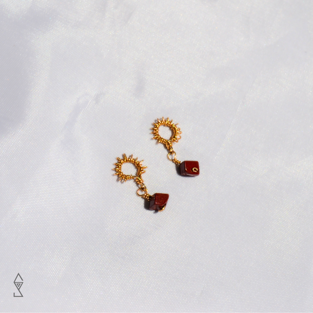 14 K gold Red Jasper Earrings handmade by Australian Crystal shop Sticks and Stones Wellness brand.