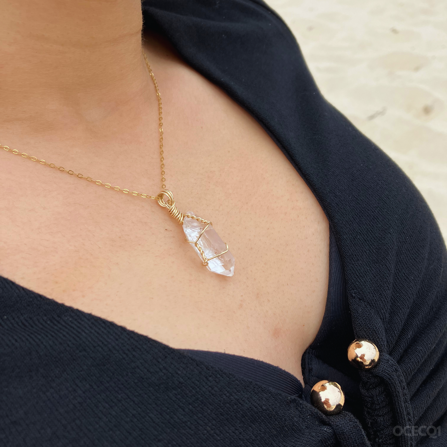 clear quartz necklace handmade healing crystal jewelry Australia