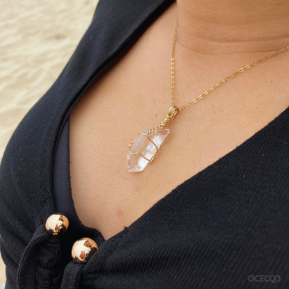 clear quartz necklace handmade in Melbourne based crystal jewelry shop