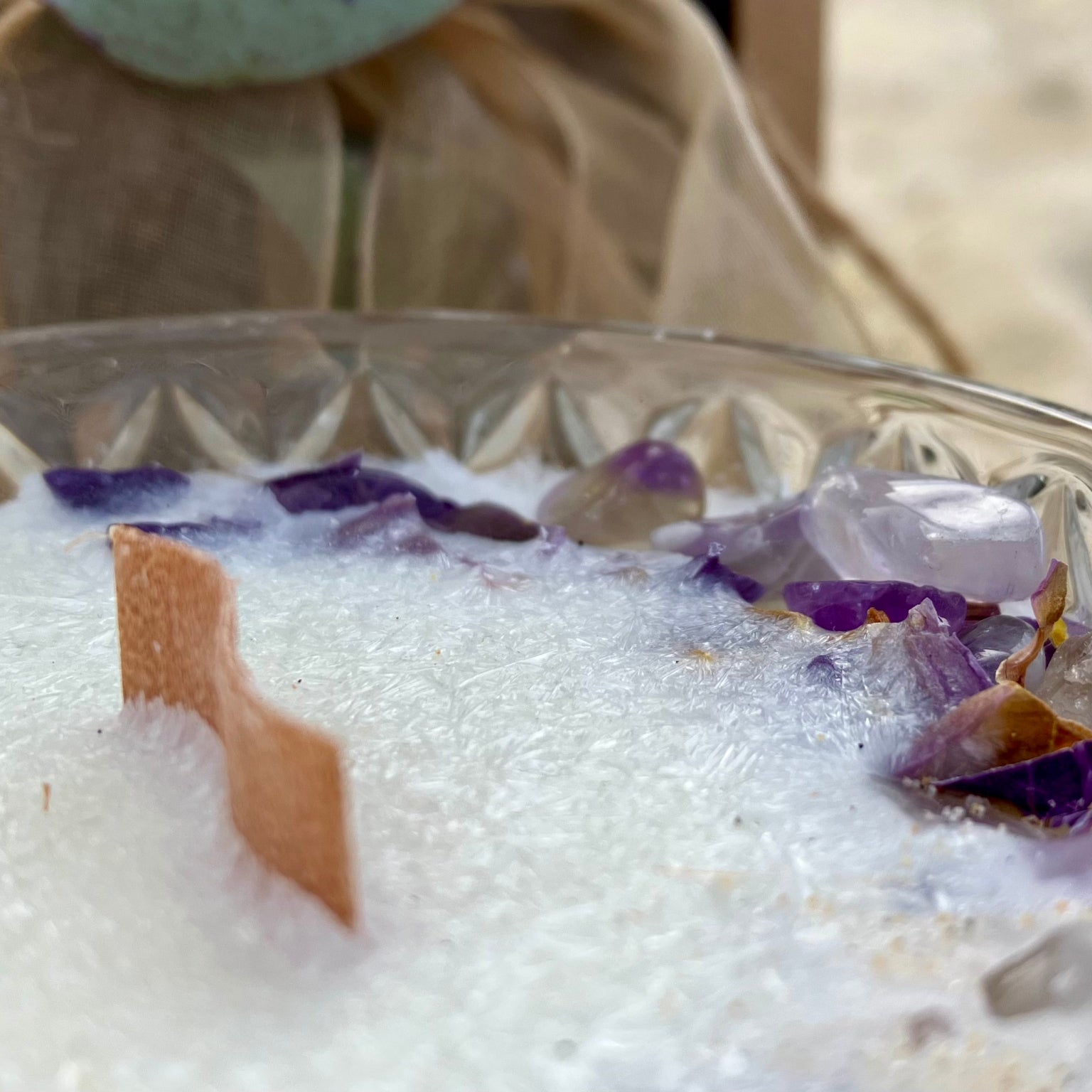 crystal candle with lavender oil