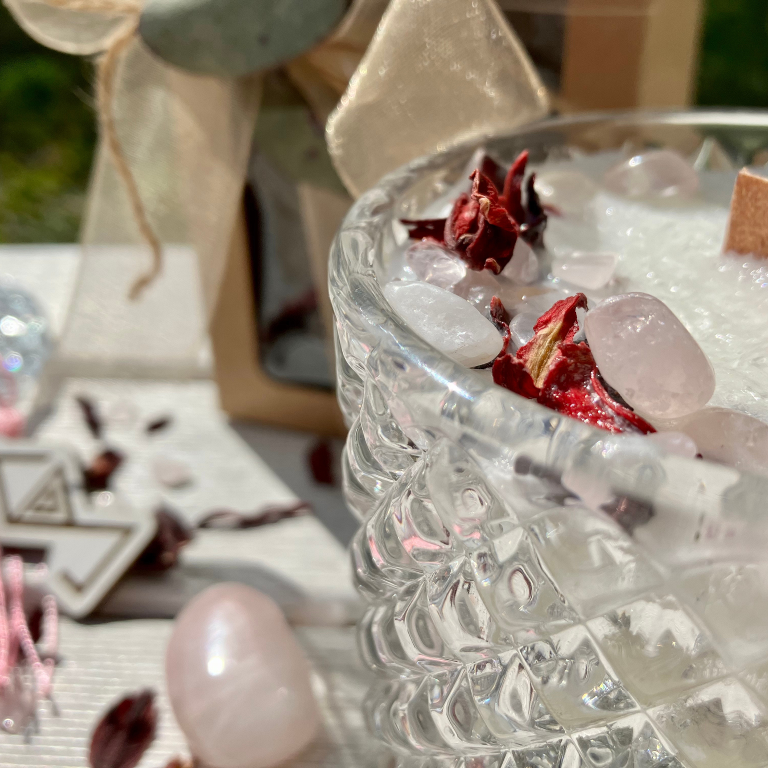 rose quartz candle